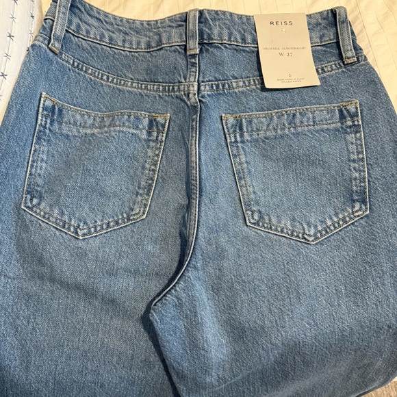 REISS Raye high-rise slim straight denim in light blue jeans sz 27 NWT - Picture 6 of 6